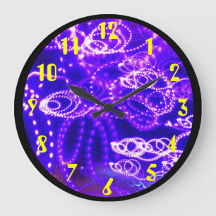 Grande Horloge Ronde Blue Purple Lights in Motion