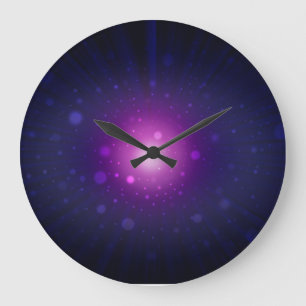 Grande Horloge Ronde Blue Purple Space Galaxy étoiles Abstrait