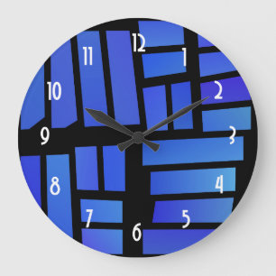 Grande Horloge Ronde Blue Rectangular Tiles on a Black background