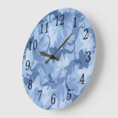 Grande Horloge Ronde Blue Reptile Camouflage Round Clock (Angle)