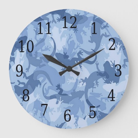Grande Horloge Ronde Blue Reptile Camouflage Round Clock (Recto)