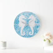 Grande Horloge Ronde Blue Sea Glass (Maison)