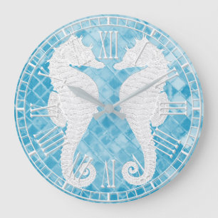 Grande Horloge Ronde Blue Sea Glass