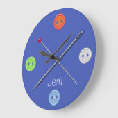 Grande Horloge Ronde Blue Seamstress Wall Clock (Angle)