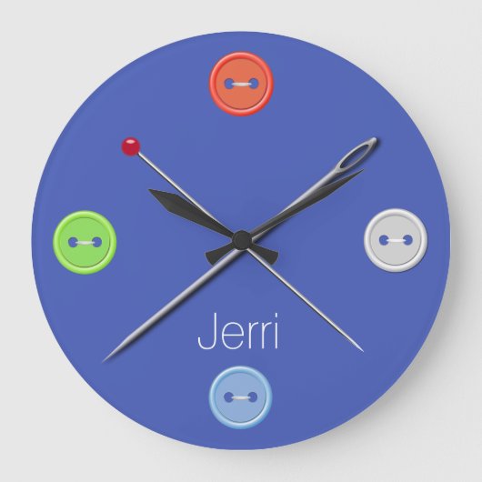 Grande Horloge Ronde Blue Seamstress Wall Clock (Recto)