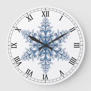 Grande Horloge Ronde Blue Snowflake Round Roman