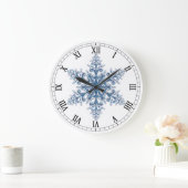 Grande Horloge Ronde Blue Snowflake Round Roman (Maison)