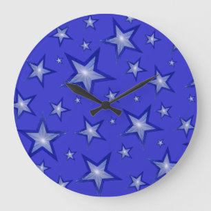 Grande Horloge Ronde Blue Stars Clock round black