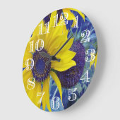 Grande Horloge Ronde Blue Sunflower Design Clock (Angle)