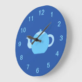 Grande Horloge Ronde Blue Teapot on Navy Background. (Angle)