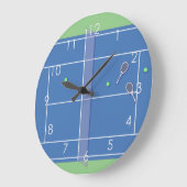 Grande Horloge Ronde Blue Tennis Court Modern Tennis Player     (Angle)