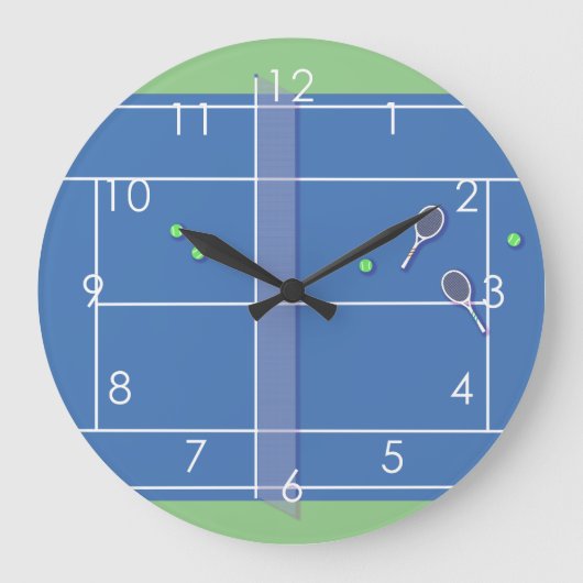 Grande Horloge Ronde Blue Tennis Court Modern Tennis Player     (Recto)