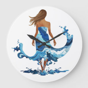 Grande Horloge Ronde Blue Waves Ocean Girl