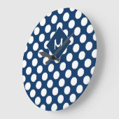 Grande Horloge Ronde Blue White Polka Dot (Angle)