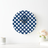 Grande Horloge Ronde Blue White Polka Dot (Maison)
