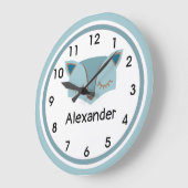Grande Horloge Ronde Blue Woodland Fox Face (Angle)