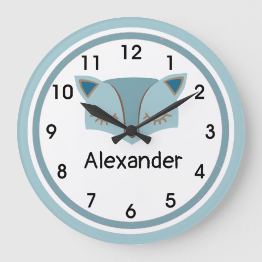 Grande Horloge Ronde Blue Woodland Fox Face (Recto)