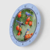 Grande Horloge Ronde Bluebirds et Peaches Blue (Angle)