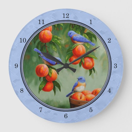 Grande Horloge Ronde Bluebirds et Peaches Blue (Recto)