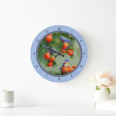 Grande Horloge Ronde Bluebirds et Peaches Blue (Maison)