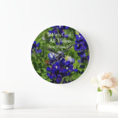 Grande Horloge Ronde Bluebonnets Avec Dieu Tout Est Possible (Maison)