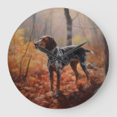 Grande Horloge Ronde Bluetick Coonhound en automne Leaves automne Inspi (Recto)
