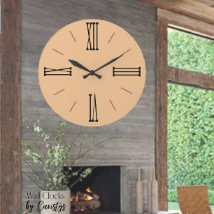 Grande Horloge Ronde Blush Neutre Moderne avec Chiffres Romains
