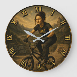 Grande Horloge Ronde BMX Rider Funny Mona Lisa Cyclist Gift