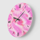 Grande Horloge Ronde Boa de plume rose (Angle)