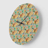 Grande Horloge Ronde boho abstract tropical pattern -minimal leaf desig (Angle)