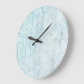 Grande Horloge Ronde Boho Beach Wood Coastal Blue Modern (Angle)