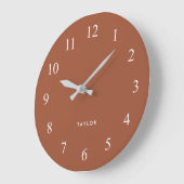 Grande Horloge Ronde Boho et Elegant Terracotta et Blanc (Angle)