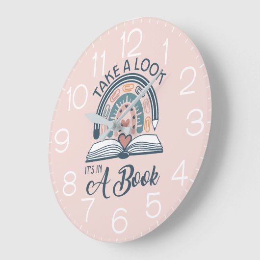Grande Horloge Ronde Boho Rainbow Library Lecture C'est dans un livre (Angle)