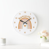 Grande Horloge Ronde Boho Rainbow Nursery Name Wall Clock (Maison)