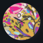 Grande Horloge Ronde Boho rose I floral<br><div class="desc">Boho rose I floral par des champs de Karen</div>