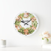 Grande Horloge Ronde Bois Animaux Forêt Bébé Garçon Nursery (Maison)