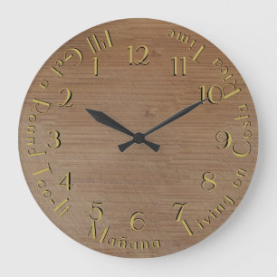 Grande Horloge Ronde Bois Arrondi Trop-It Arrière Personnalisable