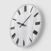 Grande Horloge Ronde bois blanc rustique (Angle)