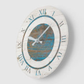 Grande Horloge Ronde Bois côtier | Ferme des chiffres romains (Angle)