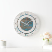 Grande Horloge Ronde Bois côtier | Ferme des chiffres romains (Maison)