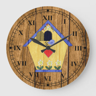 Grande Horloge Ronde Bois Couleur Coo Coo Bird House