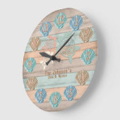 Grande Horloge Ronde Bois de Beach Nautical (Angle)