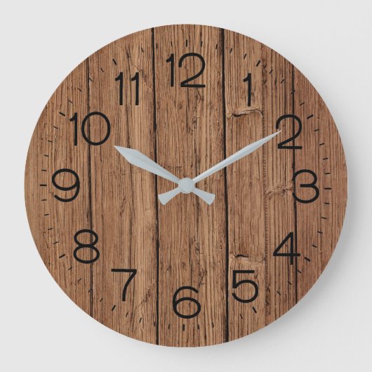 Grande Horloge Ronde Bois de chêne rustique (Recto)
