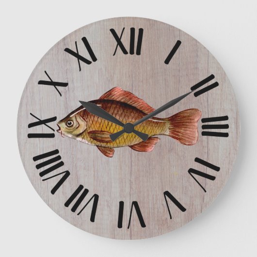 Grande Horloge Ronde Bois de poisson rustique (Recto)