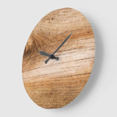 Grande Horloge Ronde Bois de sapin naturel : surface texturée (Angle)