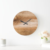 Grande Horloge Ronde Bois de sapin naturel : surface texturée (Maison)