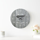 Grande Horloge Ronde Bois Gris Rustique (Maison)