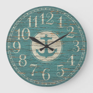 Grande Horloge Ronde Bois nautique décoratif unique de cru d'Ancre
