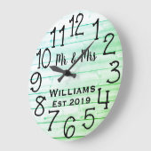 Grande Horloge Ronde Bois personnalisé gris en détresse rustique (Angle)