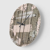Grande Horloge Ronde Bois rose peint (Angle)